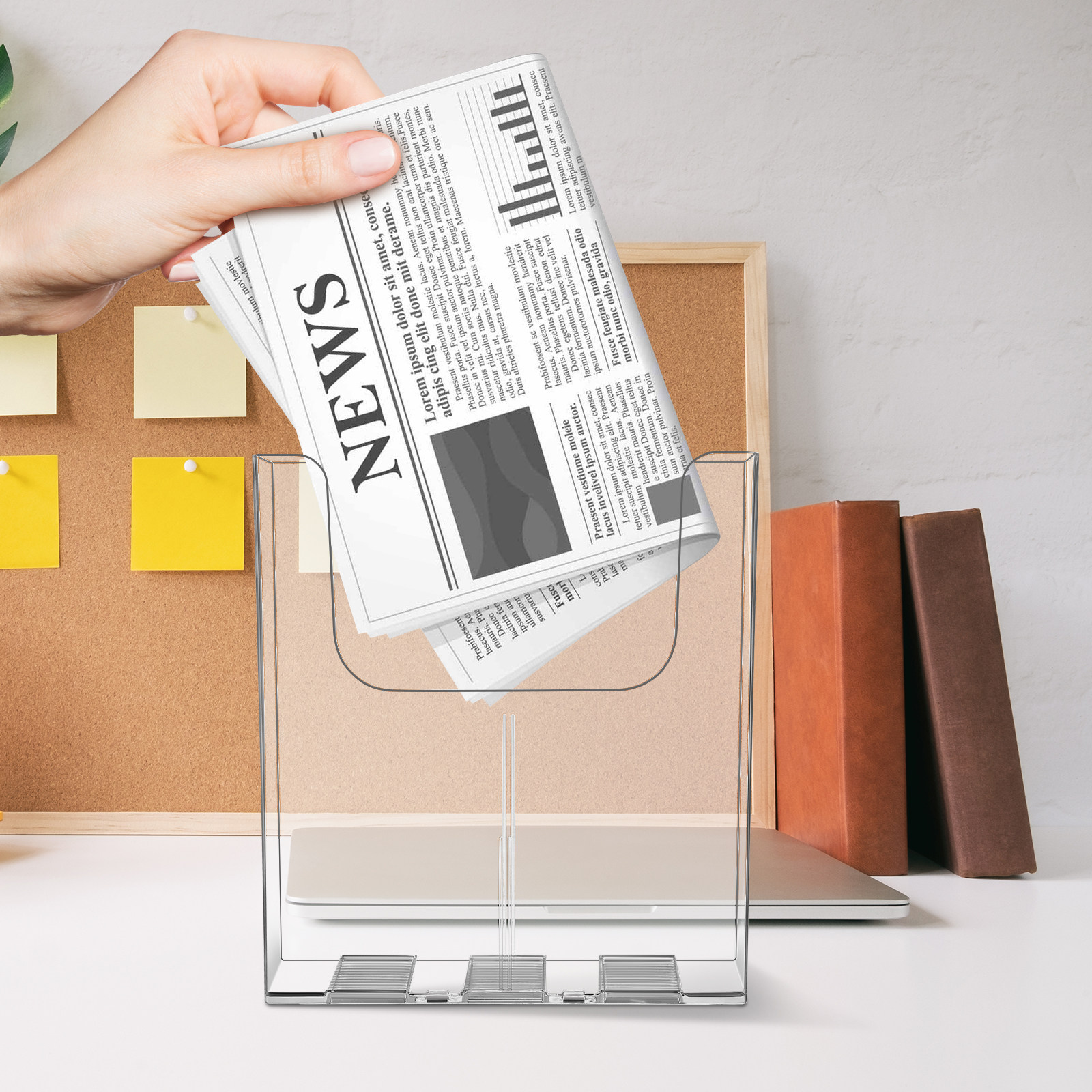 Magazine Holder Rack - 2Pcs Wall Storage Organizer Clear Acrylic